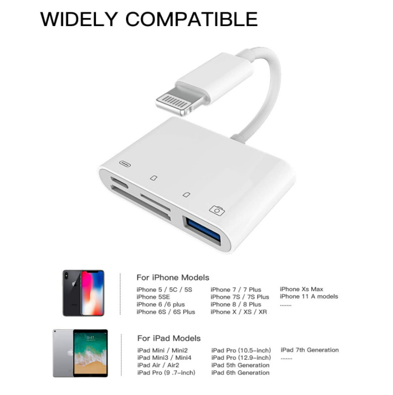 Adaptador de lector de tarjeta de memoria para computadora iPhone iPad Macbook - Fresh Stock Dated February 2026