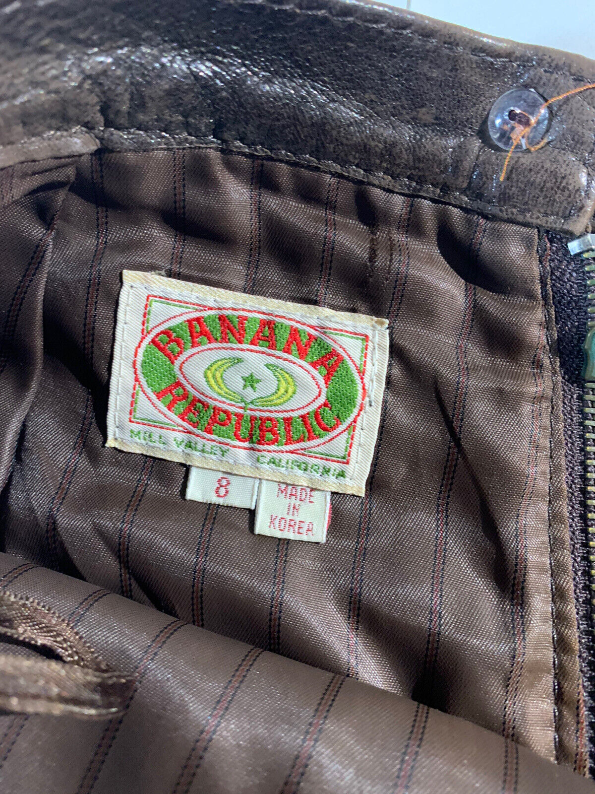 Vintage Banana Republic Brown Leather Pencil Skirt Size 8 - Fresh Stock Dated March 2026