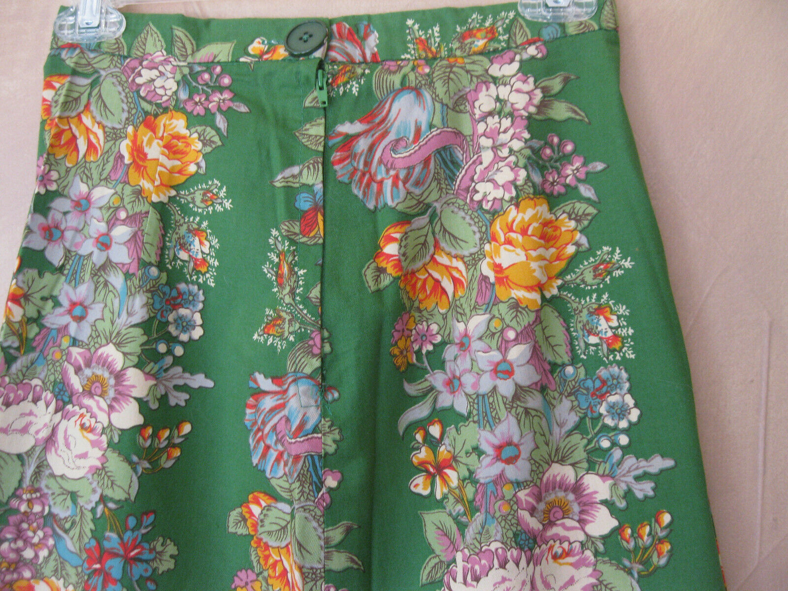 Rare Mary Quant Ginger Group English Vtg 1970's New  Maxi Skirt 12 Green Floral - Fresh Stock Dated February 2026