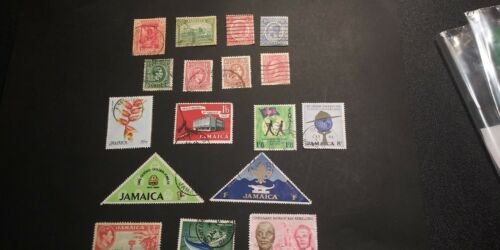 Jamaica Stamps - 17 Total - 8 are very old, 9 are more modern - used and hinged - Fresh Stock Dated February 2026