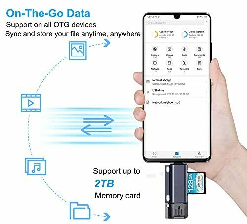SD Card Reader, USB 3.0 USB C Memory Card Reader OTG Card Adapter Silver gray - Fresh Stock Dated February 2026