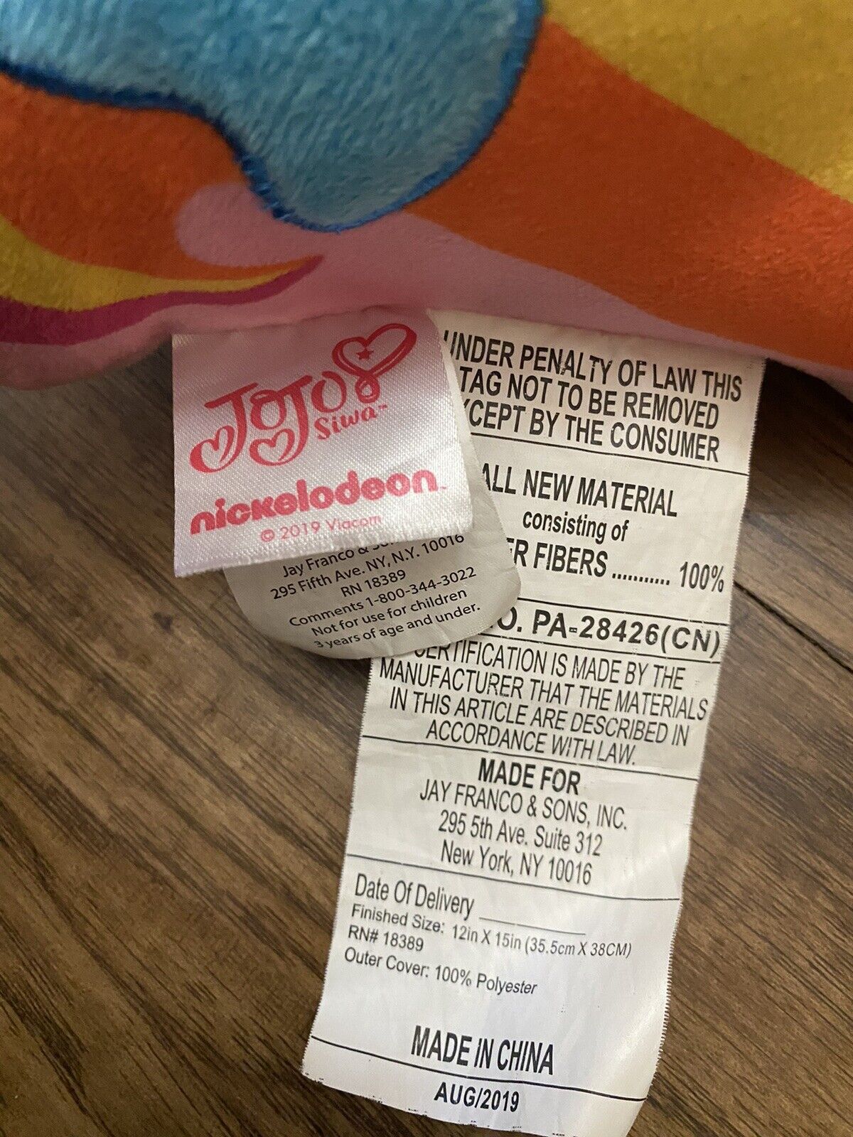 Nickelodeon￼ JOJO SIWA Sleepover Pillow Pink Unicorn Rainbow Plush Decorative - Fresh Stock Dated February 2026