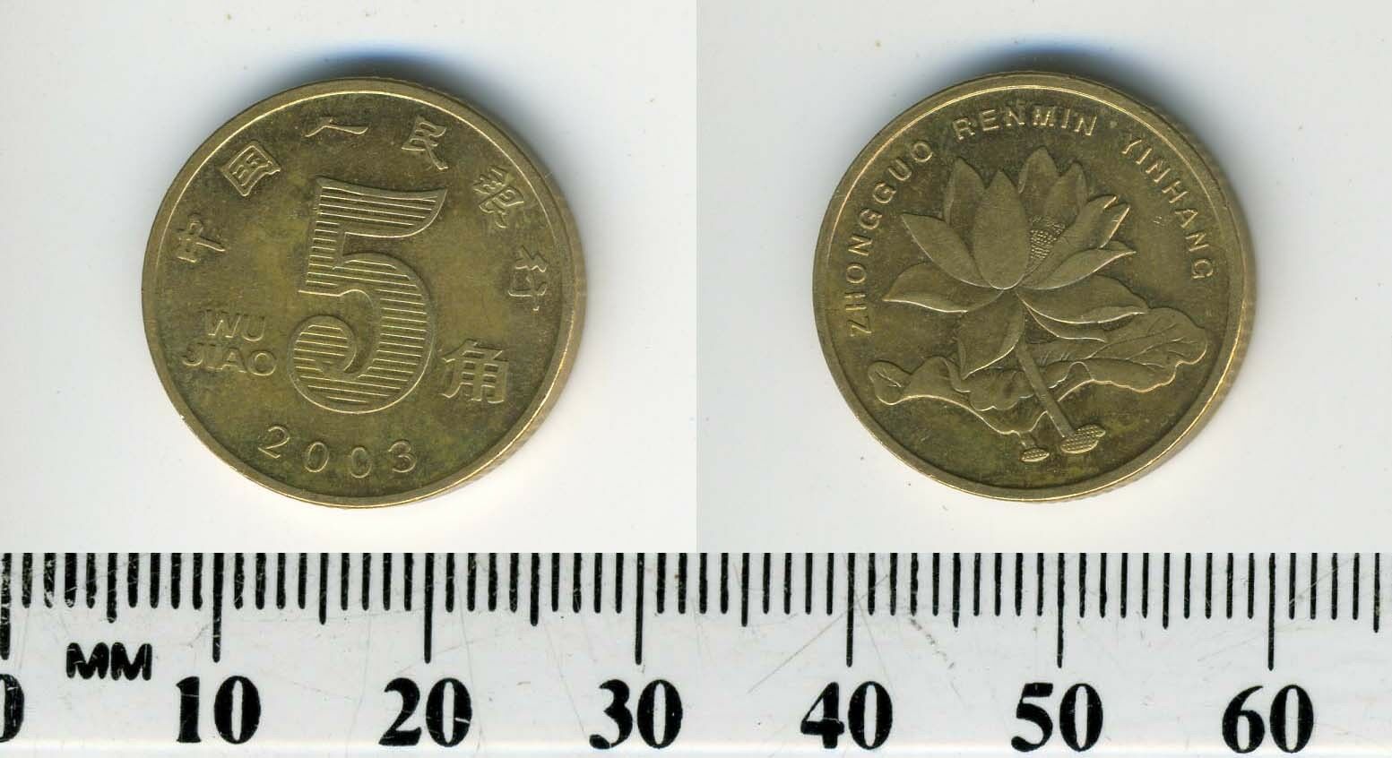 China 2003 - 5 Jiao Brass plated Steel Coin - Denomination - Flower - Fresh Stock Dated February 2026