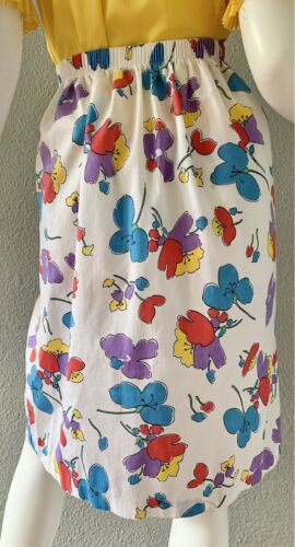 Vintage Colorful OP ART Floral High Waist Retro Midi Skirt M - Fresh Stock Dated February 2026