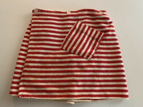 60s Striped Terry Cloth Sarong Skirt Swimsuit Cover Up Wrap Around Pool Mod VTG - Fresh Stock Dated December 2025