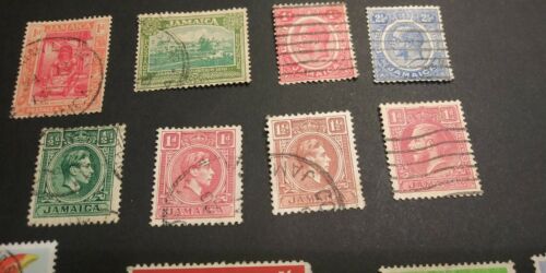 Jamaica Stamps - 17 Total - 8 are very old, 9 are more modern - used and hinged - Fresh Stock Dated February 2026
