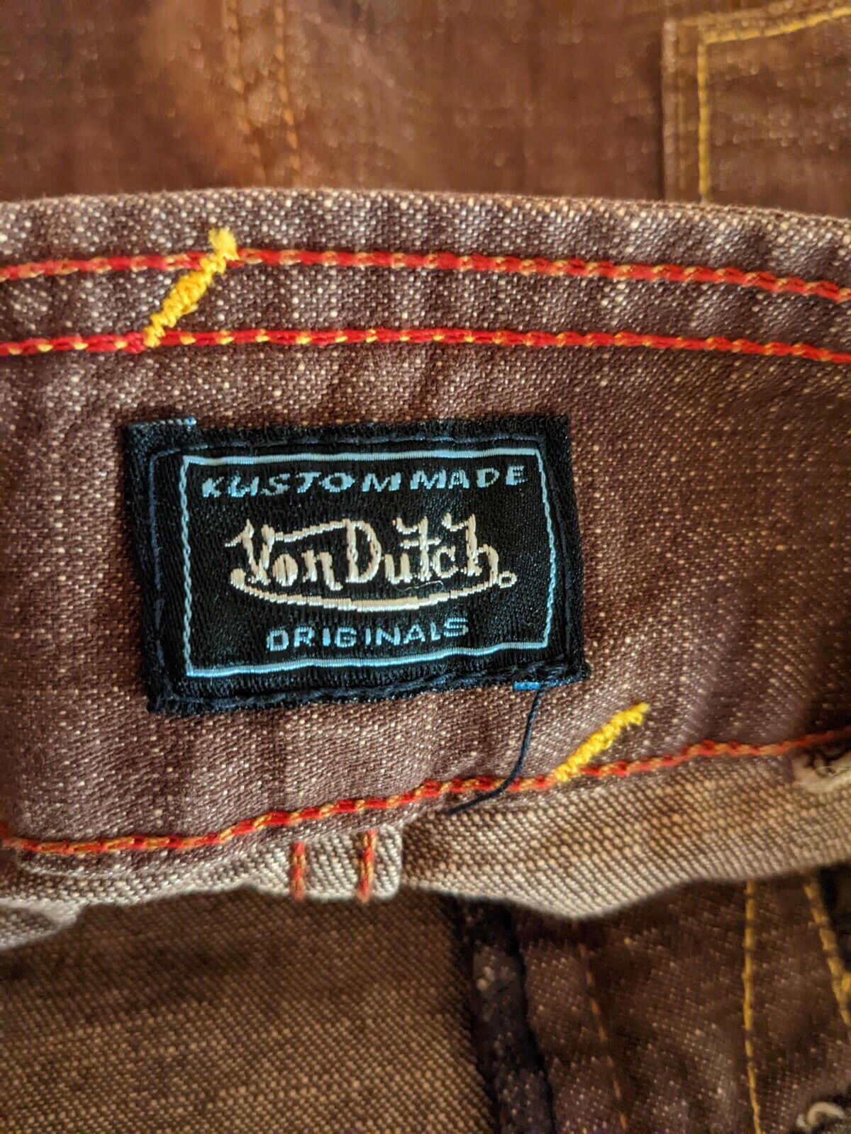 Vintage Y2K VON DUTCH DENIM MINI SKIRT low rise hip slung distressed jean XS - Fresh Stock Dated March 2026