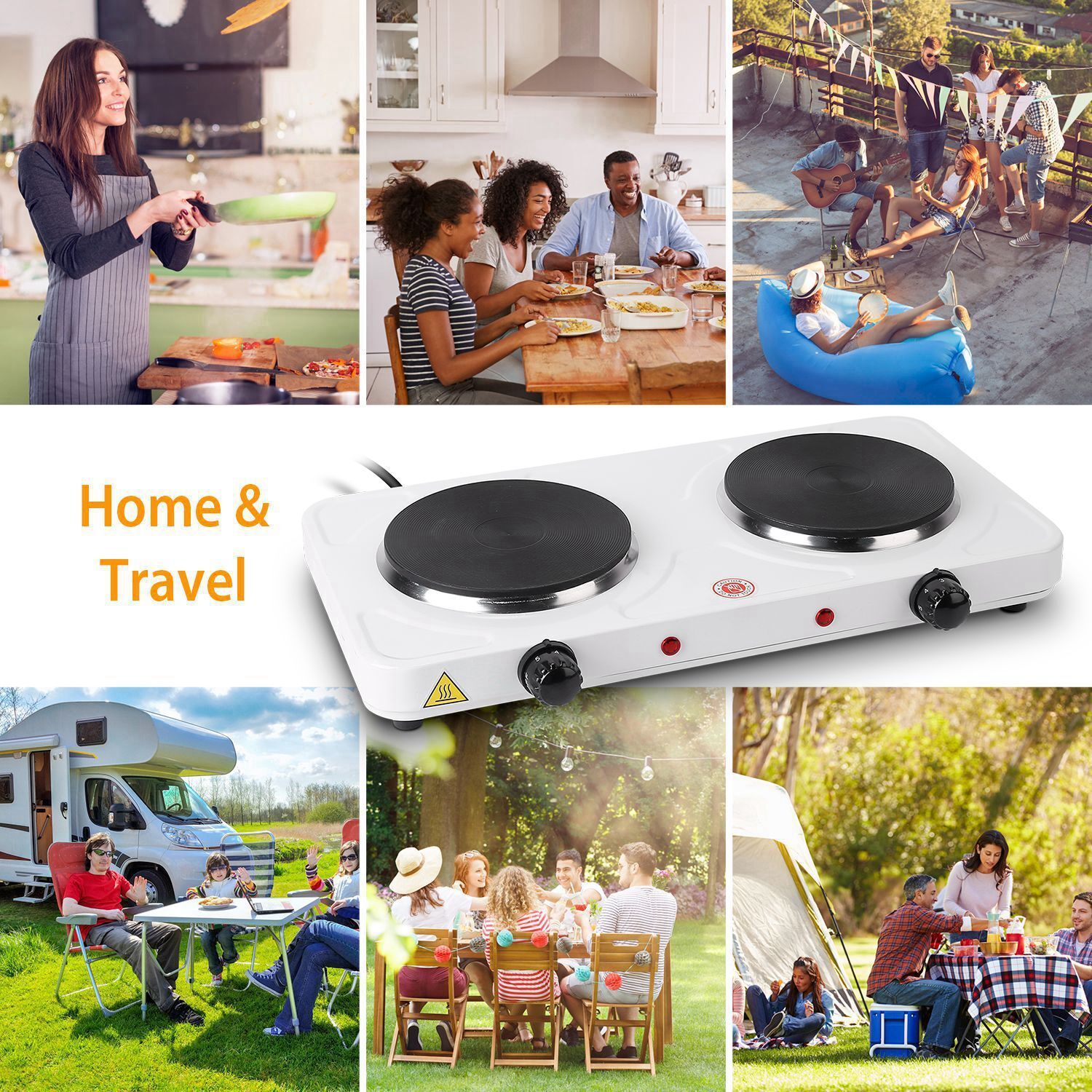 Hot Plate Electric Cooker Dual Portable Table Top Hob 2000W Kitchen Stove Burner - Fresh Stock Dated February 2026