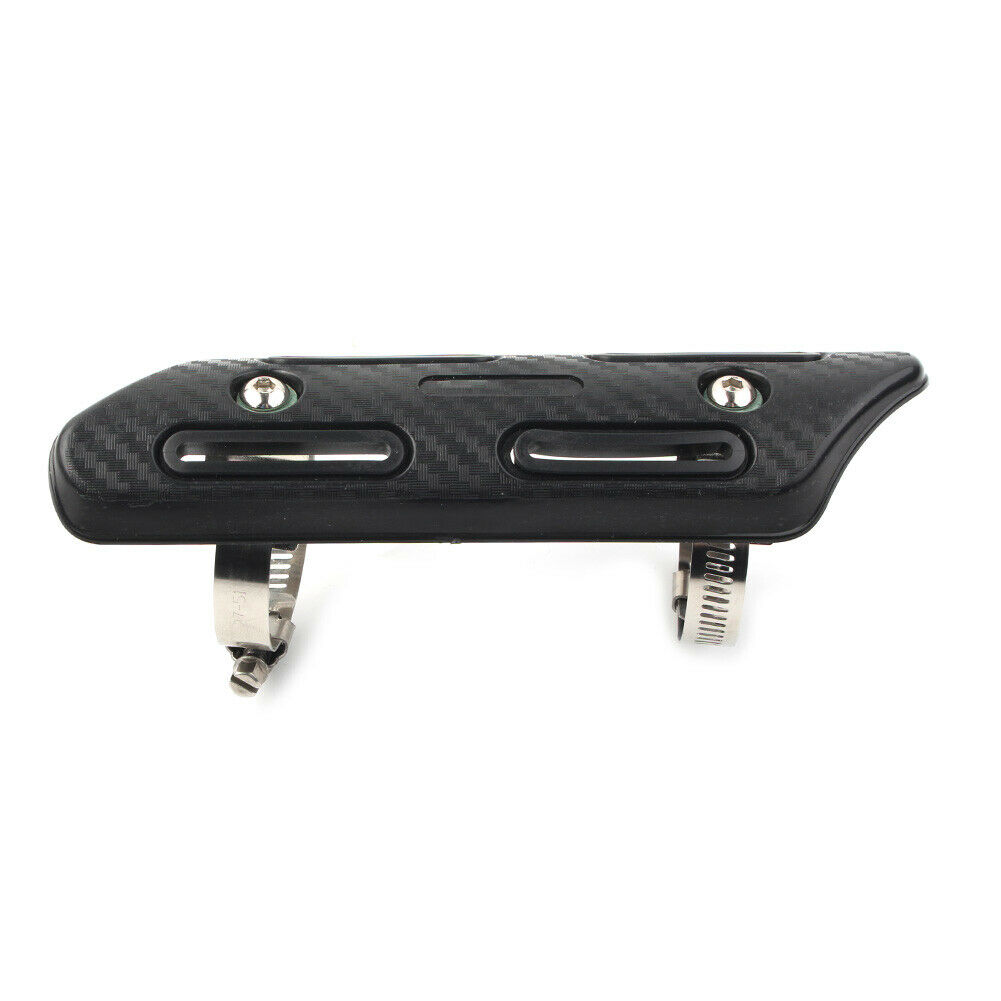 1x Black Universal Chrome Exhaust Muffler Pipe Heat Shield Cover Heel Guard Moto - Fresh Stock Dated February 2026