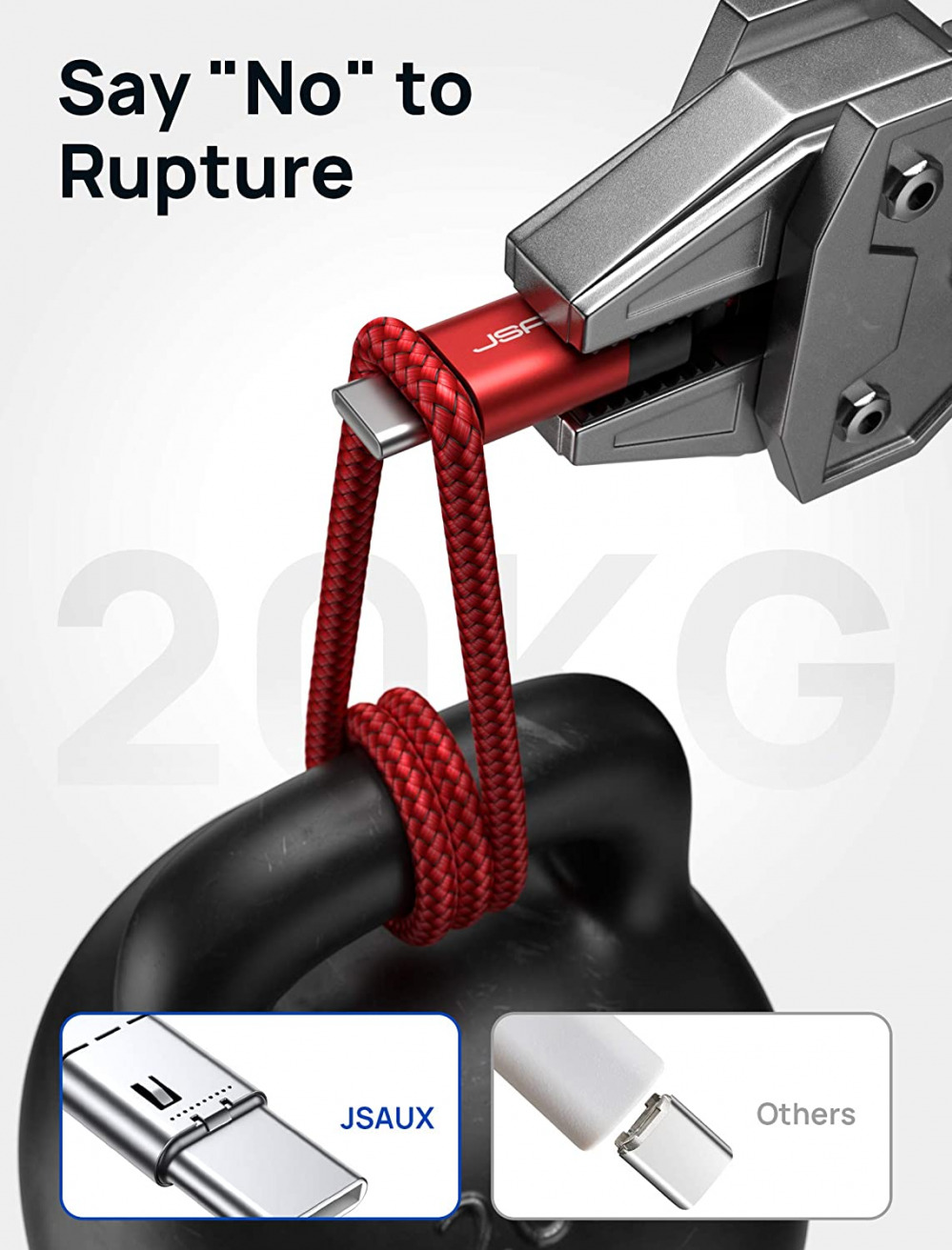 USB Type C Cable 3A Fast Charging [2-Pack 10ft], JSAUX USB-A to 10ft, Red - Fresh Stock Dated February 2026