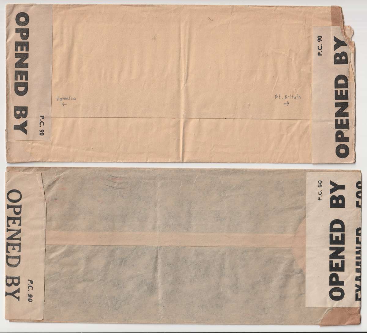 D3156: (2) Great Britain WW II Censored Covers to Jamaica - Fresh Stock Dated February 2026