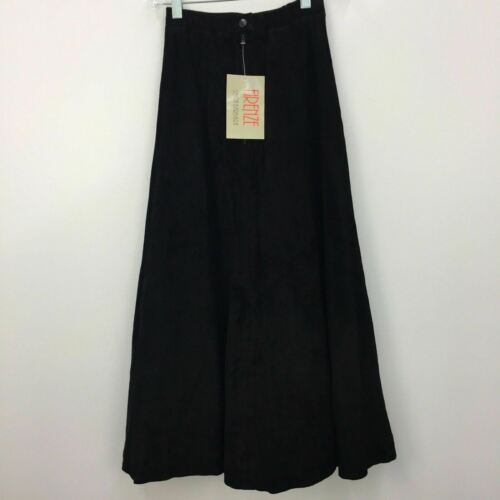 VTG Firenze Saks 5th Ave Black Suede Leather Womens Western Flared Long Skirt S - Fresh Stock Dated February 2026
