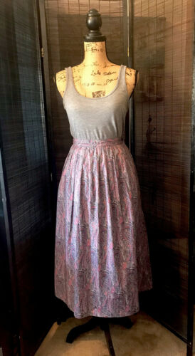 Vintage 1950s 60s Liberty of London Skirt Midi AUTHENTIC Pockets XS 100% Cotton - Fresh Stock Dated February 2026