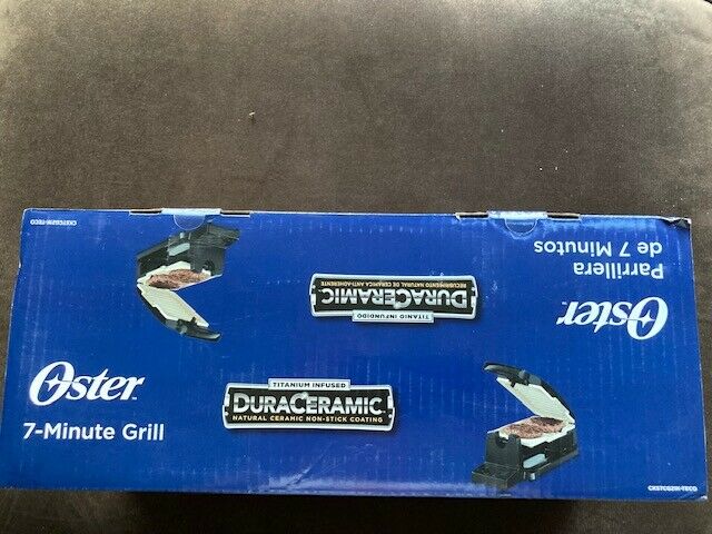 New Oster 7 Minute Vertical Flip DuraCeramic Indoor Grill - Black NIB - Fresh Stock Dated February 2026