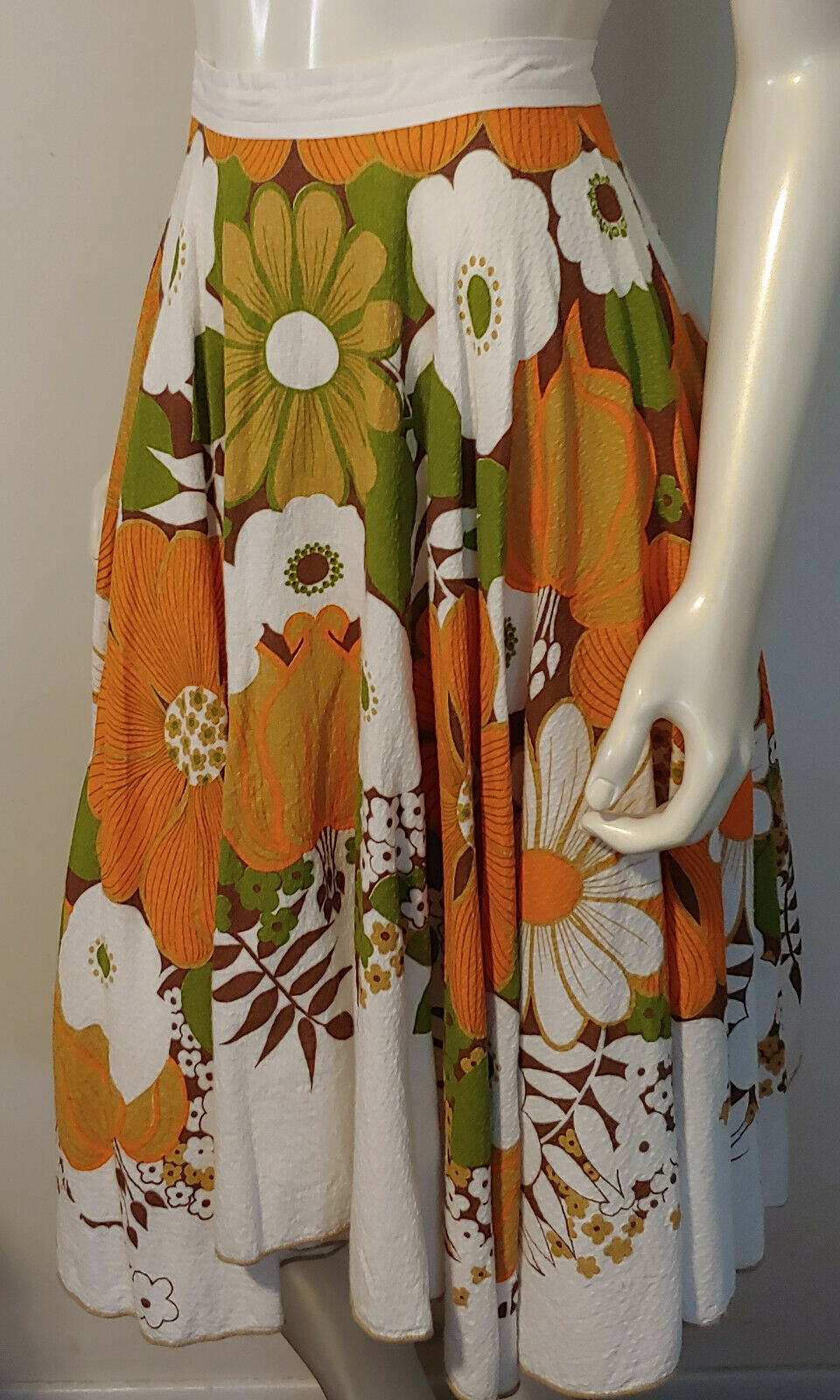 Vintage Mod Hip Full Skirt 00 0 XS Floral Green Orange Brown White - Fresh Stock Dated February 2026