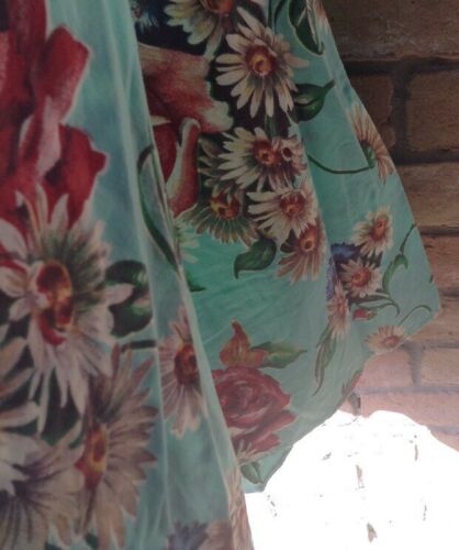 Vtg 50s Floral Circle Skirt XS 24