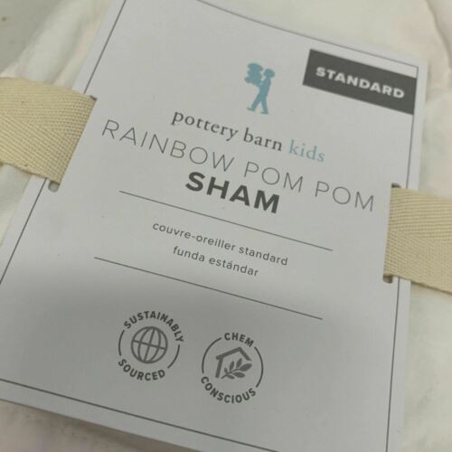Pottery Barn Kids Rainbow Pom Pom Duvet Cover, Standard Sham, Pink NEW - Fresh Stock Dated December 2025