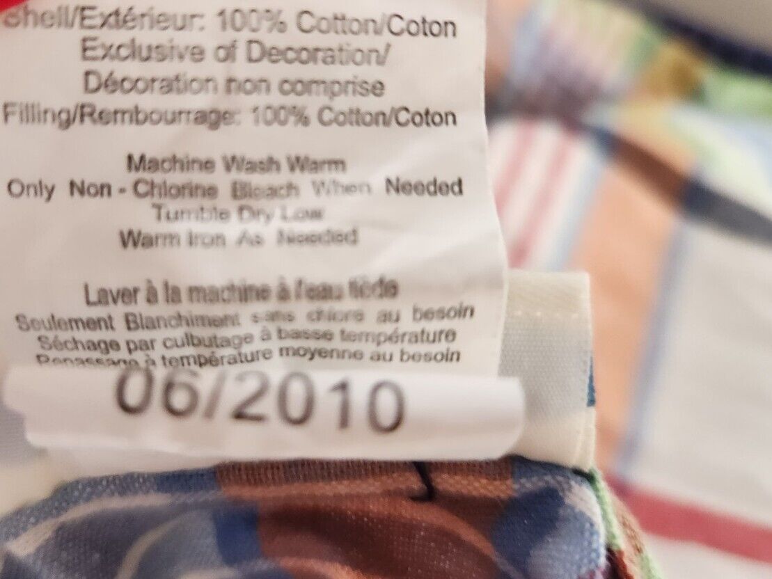 Pottery Barn Kids Patchwork Madras Plaid Standard Size Pillow Sham - Fresh Stock Dated February 2026