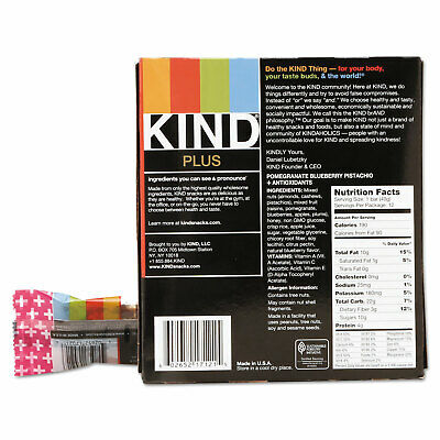 KIND Plus Nutrition Boost Bar Pom. Blueberry Pistachio/Antioxidants 1.4 oz 12 - Fresh Stock Dated December 2025