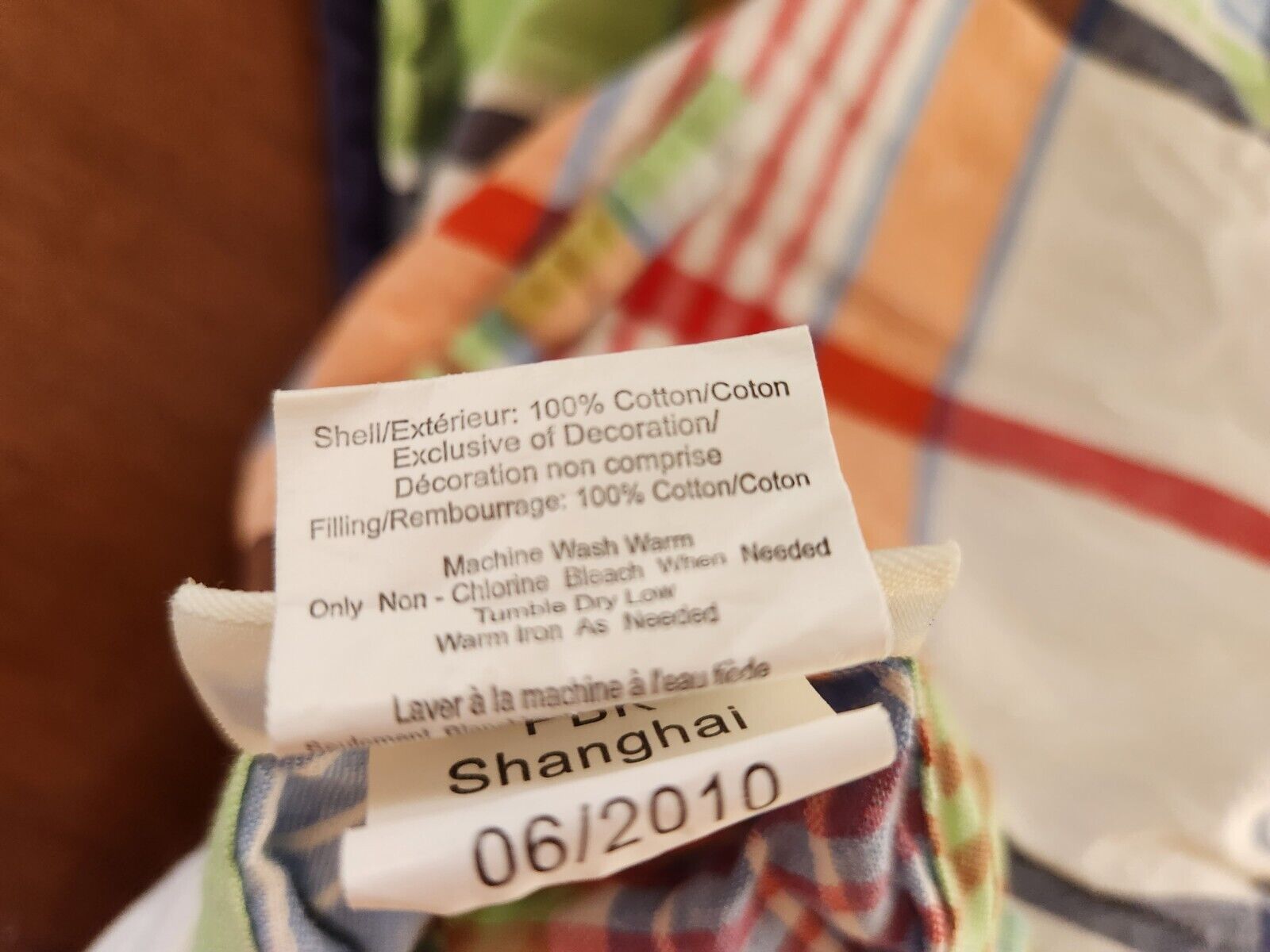 Pottery Barn Kids Patchwork Madras Plaid Standard Size Pillow Sham - Fresh Stock Dated February 2026