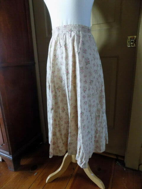 S Handmade vintage 1980's prairie country calico pink ivory circle elastic skirt - Fresh Stock Dated February 2026