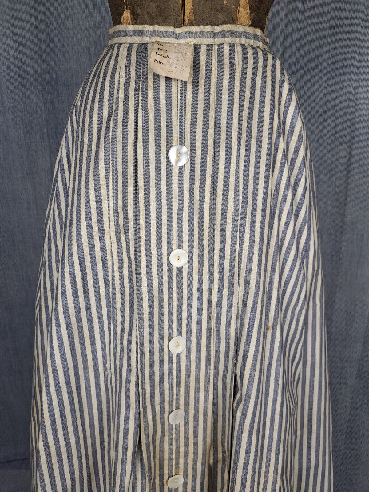 BLUE AND WHITE STRIPED EDWARDIAN SKIRT WITH ORIGINAL TAG - Fresh Stock Dated March 2026