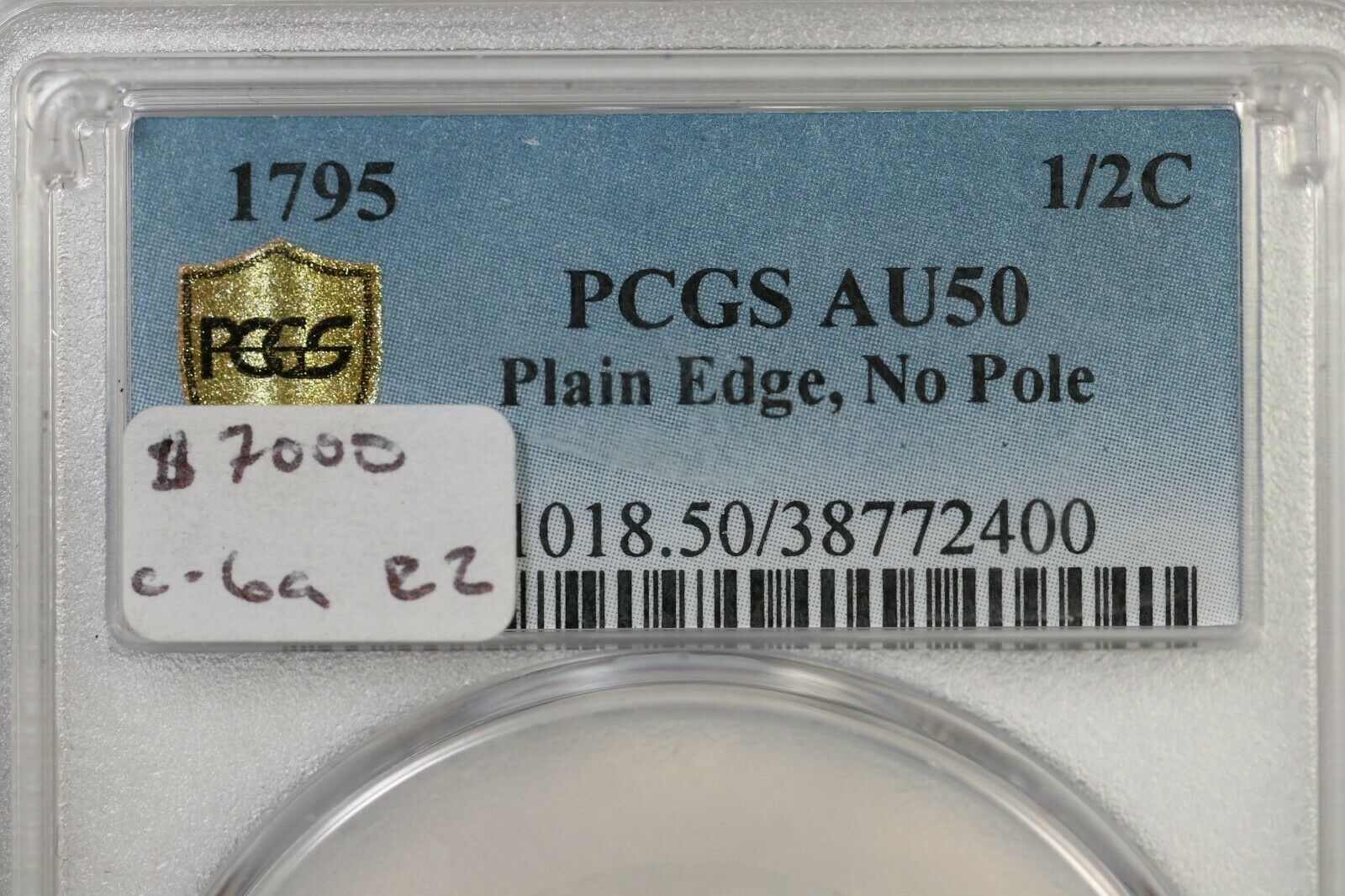 1795 C-6a R-2 PCGS AU 50 Plain Edge, No Pole Liberty Cap Half Cent Coin 1/2c - Fresh Stock Dated February 2026