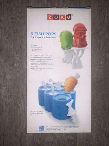 * NEW ZOKU 6 Traditional Frozen Fish Ice Chocolate Pop Molds - BPA Free - Fun!!! - Fresh Stock Dated February 2026