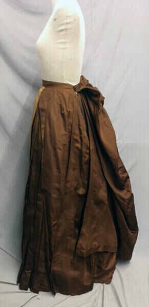 #21-133, 1880’s Gold Moiré & Brown Silk Bustle Skirt - Fresh Stock Dated March 2026