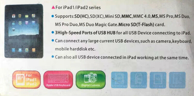 Ipad Combo Connection Kit Card reader & HUB For Apple ipad1 2 series - Fresh Stock Dated February 2026
