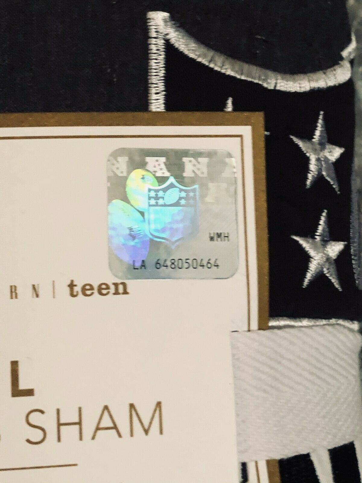 Pottery Barn PB Teen NFL Brights Pillow-Shams Two/2 STANDARD Football Logo - Fresh Stock Dated December 2025