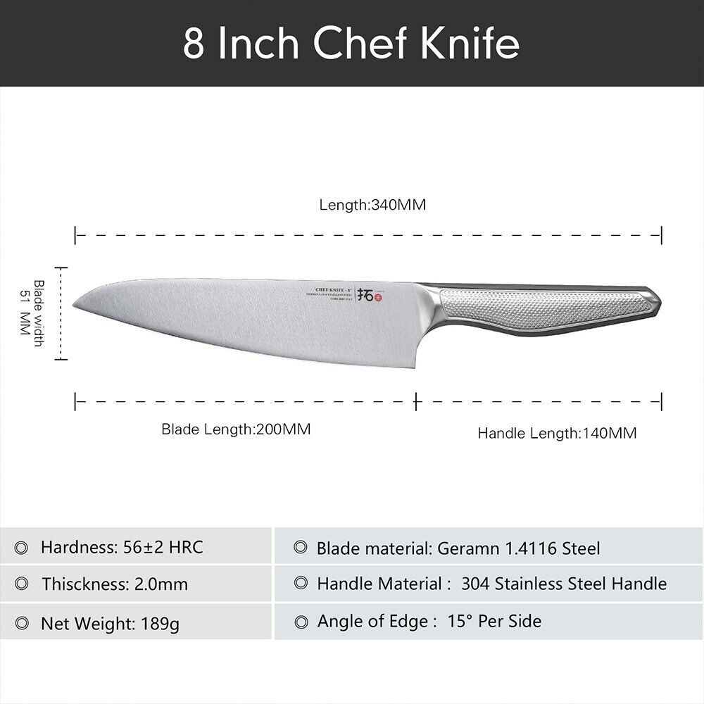6x TURWHO Kiritsuke Santoku Slicer Bread Chef German Stainless Steel Knives Set - Fresh Stock Dated December 2025