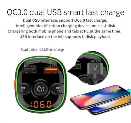 Bluetooth In-Car Wireless FM Transmitter MP3 Radio Adapter Car  Kit 2 USB US G-2 - Fresh Stock Dated December 2025