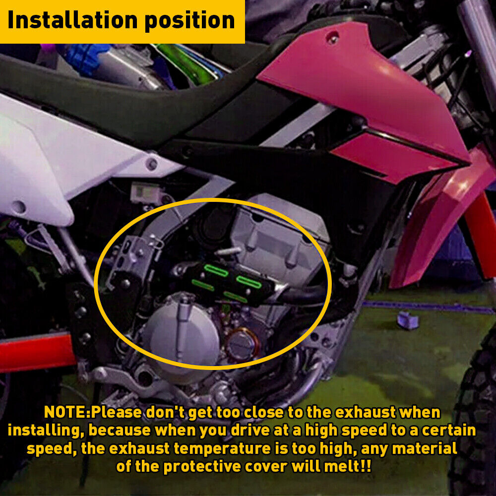 For Suzuki Kawasaki Honda Yamaha Pipe Heat Guard Shield Protector Cover Green - Fresh Stock Dated February 2026