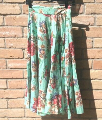 Vtg 50s Floral Circle Skirt XS 24