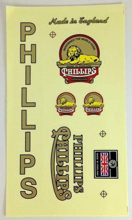 PHILLIPS DECALS BICYCLE BIKE WHEEL VINTAGE SPORTING STICKER CYCLING FRAME PARTS - Fresh Stock Dated December 2025