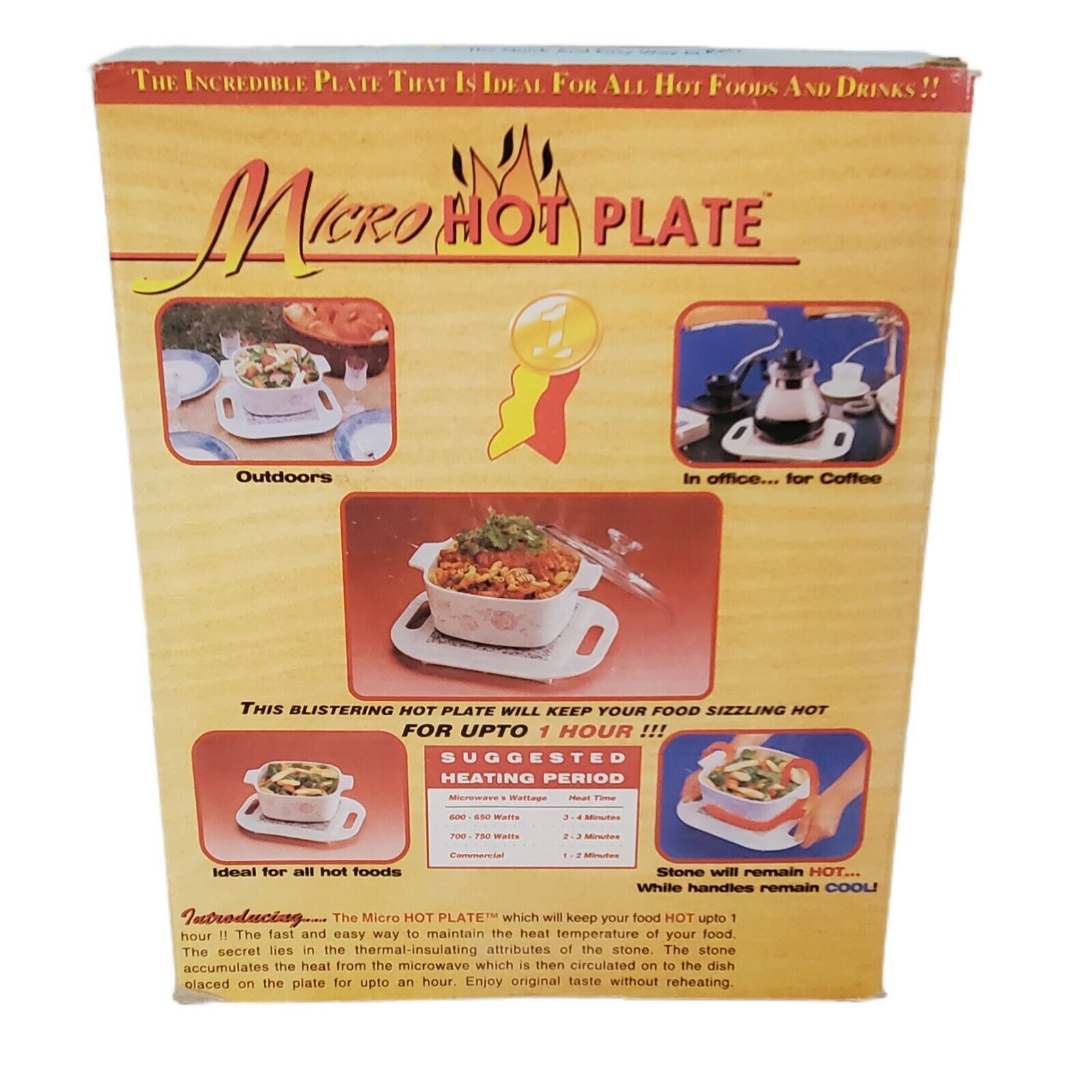Micro Hot Plate Thermal insulating Stone ~ Keeps Food Hot ~ Handles Stay Cool - Fresh Stock Dated February 2026