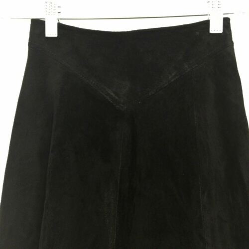VTG Firenze Saks 5th Ave Black Suede Leather Womens Western Flared Long Skirt S - Fresh Stock Dated February 2026