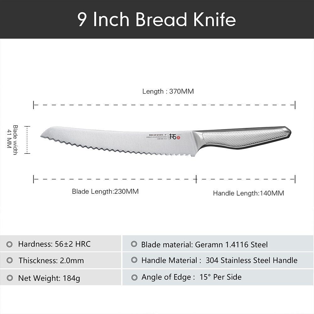 6x TURWHO Kiritsuke Santoku Slicer Bread Chef German Stainless Steel Knives Set - Fresh Stock Dated December 2025