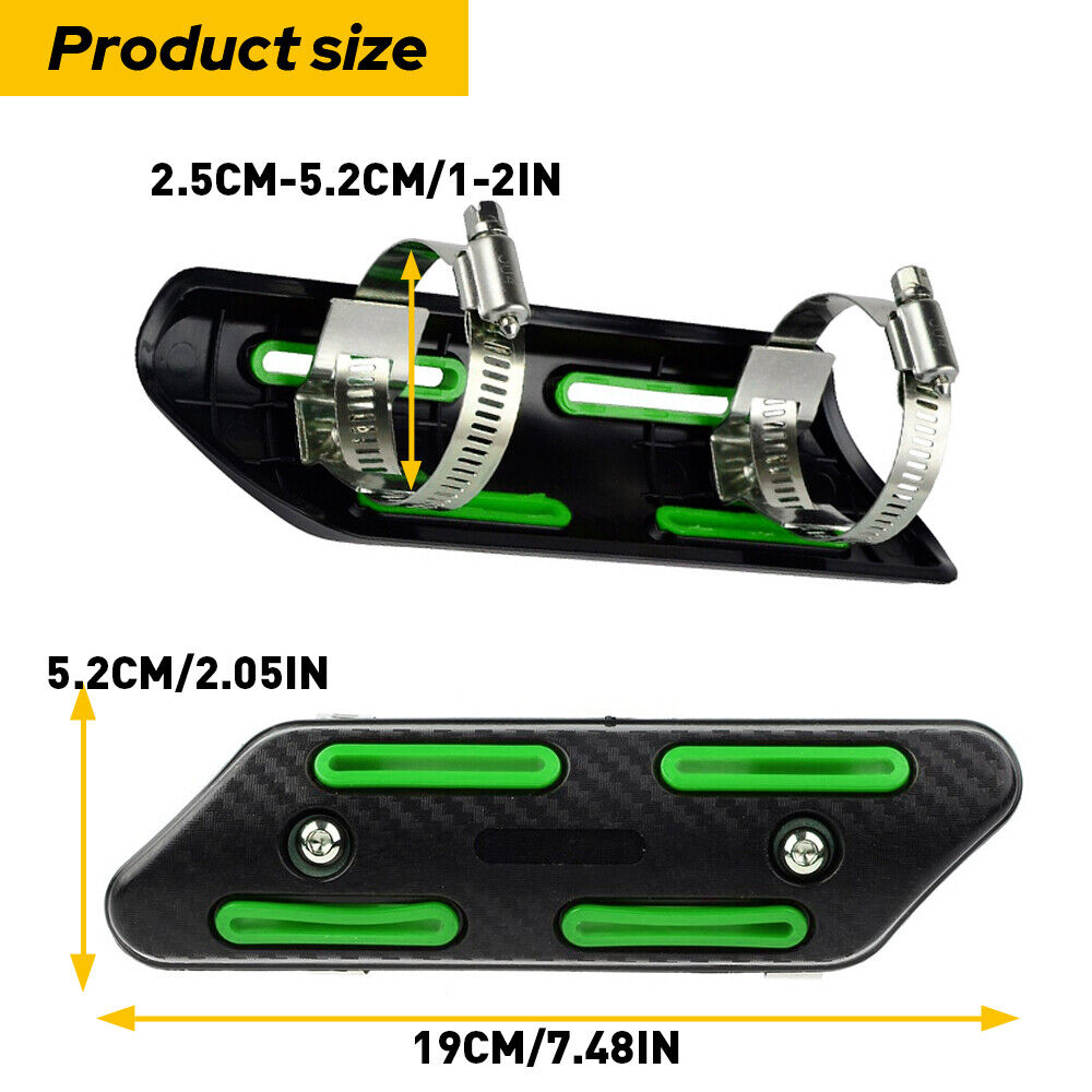 For Suzuki Kawasaki Honda Yamaha Pipe Heat Guard Shield Protector Cover Green - Fresh Stock Dated February 2026