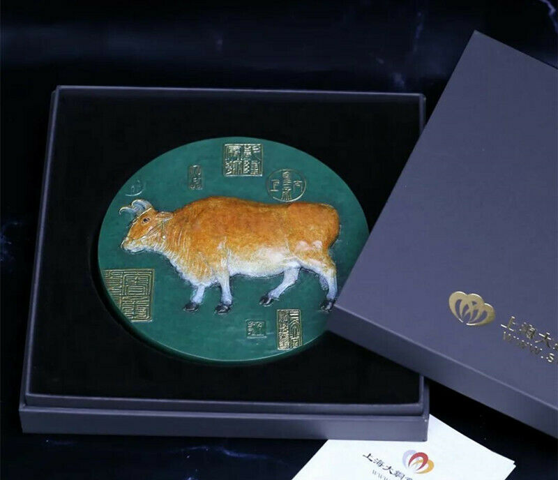 China 158mm Brass Medal - Ox Lunar Year - Ancient Chinese Paintings Five Oxen - Fresh Stock Dated February 2026