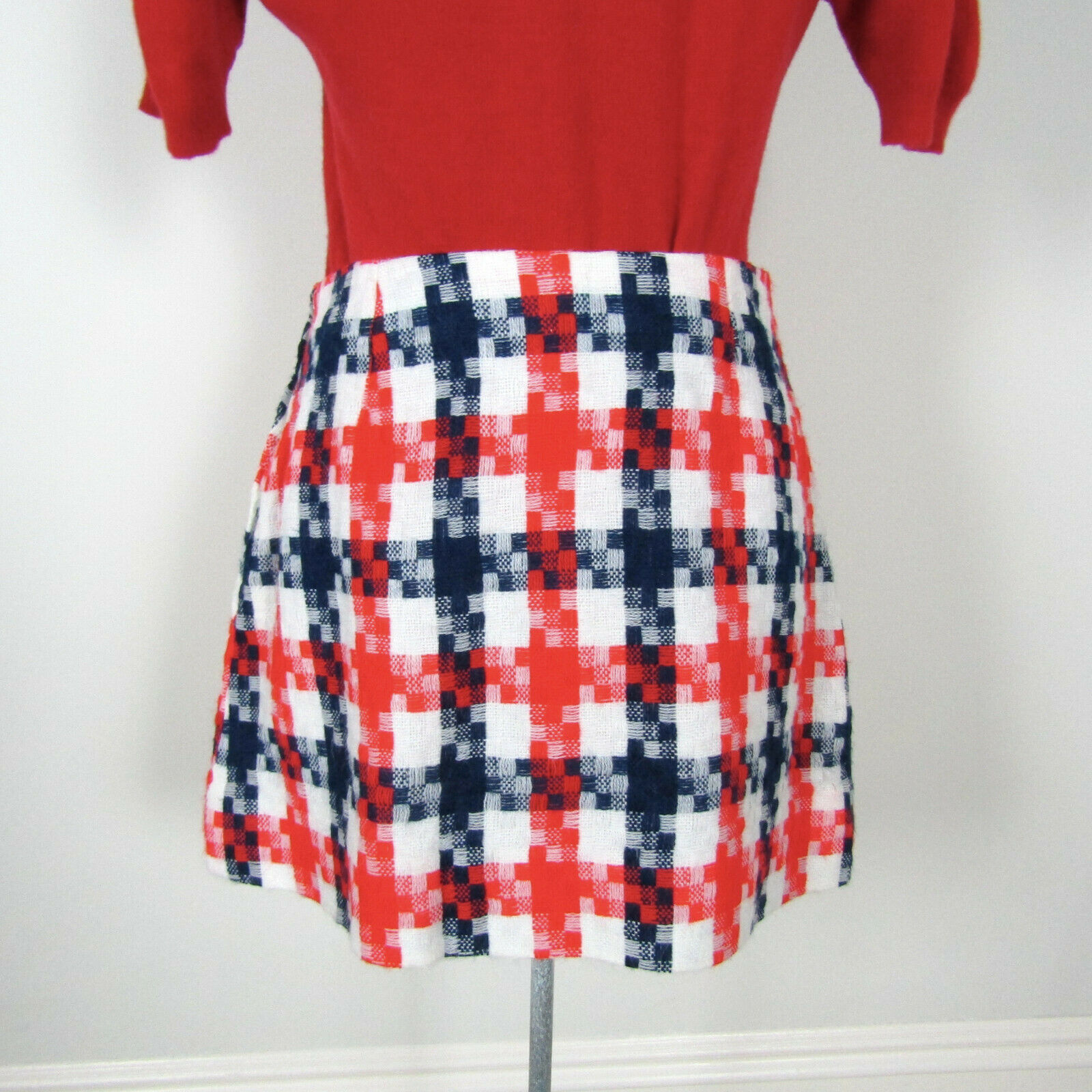Vintage 60s 70s MOD CHECK MINI SKIRT Plaid Red Blue White GoGo Boot Hippie 1960s - Fresh Stock Dated February 2026