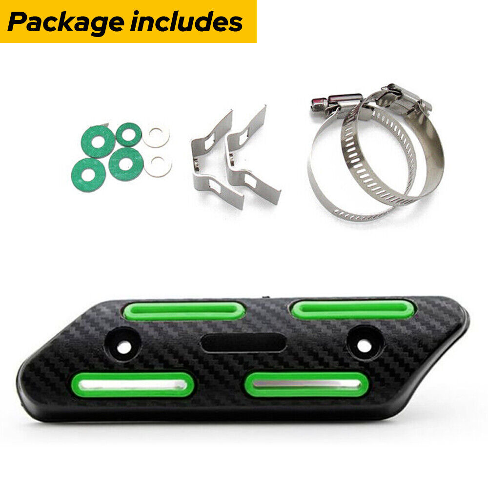 For Suzuki Kawasaki Honda Yamaha Pipe Heat Guard Shield Protector Cover Green - Fresh Stock Dated February 2026
