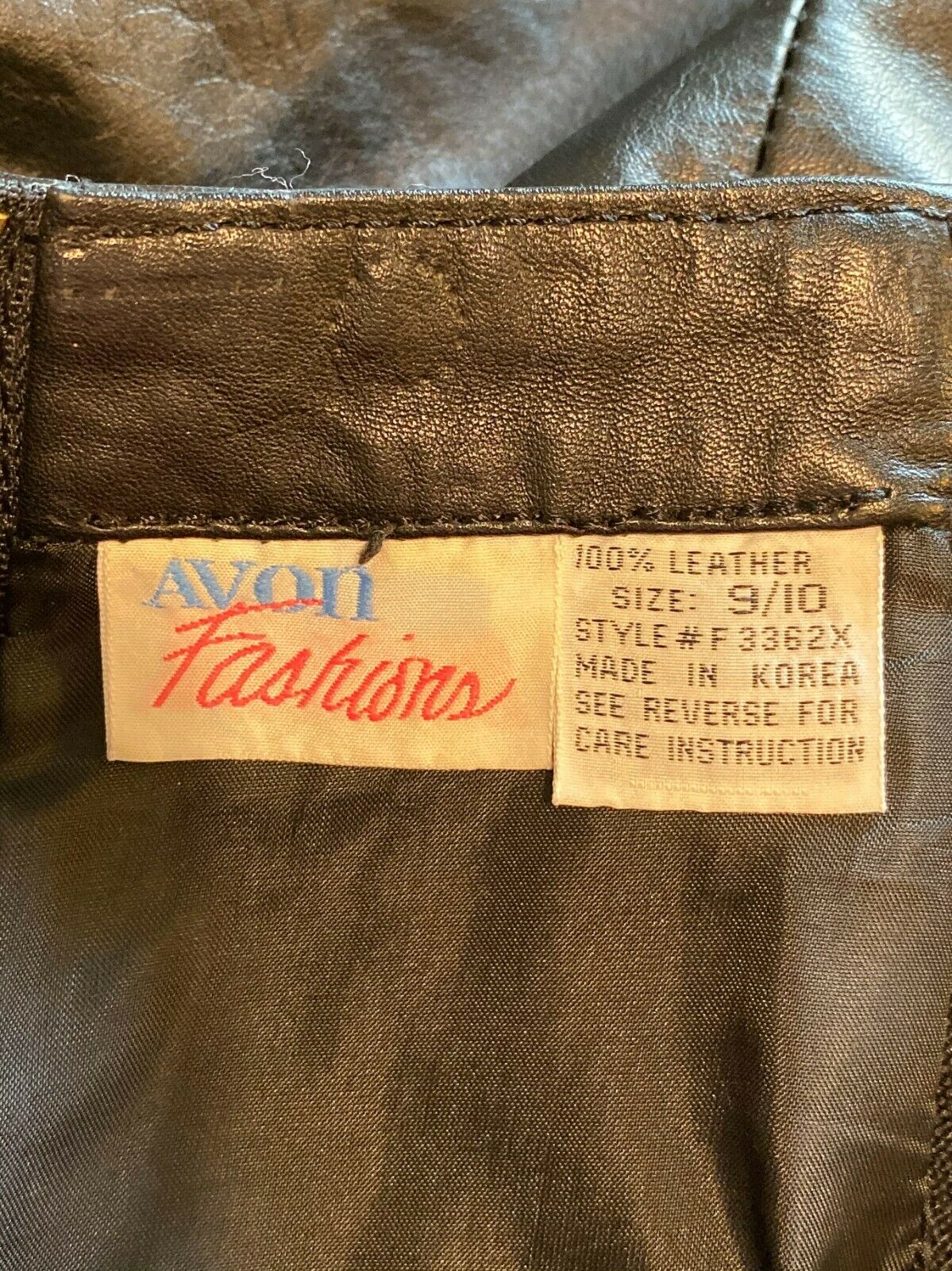 Avon Fashions Jr 9/10 Black Leather Skirt Lined Wide Band Side Waist Vtg - Fresh Stock Dated March 2026