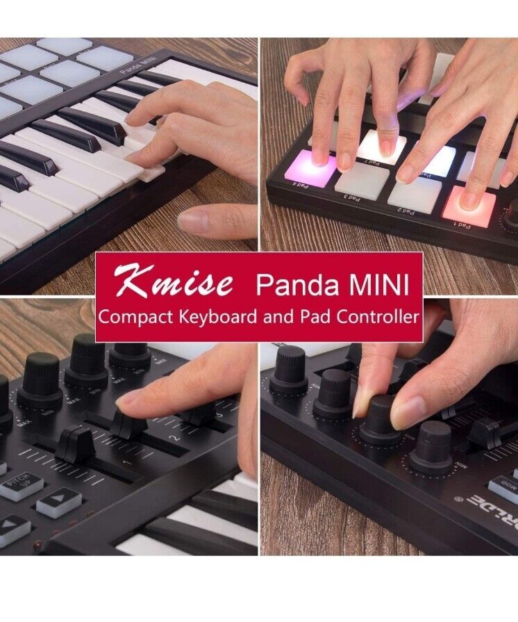 Portable USB Midi Controller/Keyboard TUNA PANDA MINI 25 Key w/ 8 RGB Drum Beat - Fresh Stock Dated February 2026