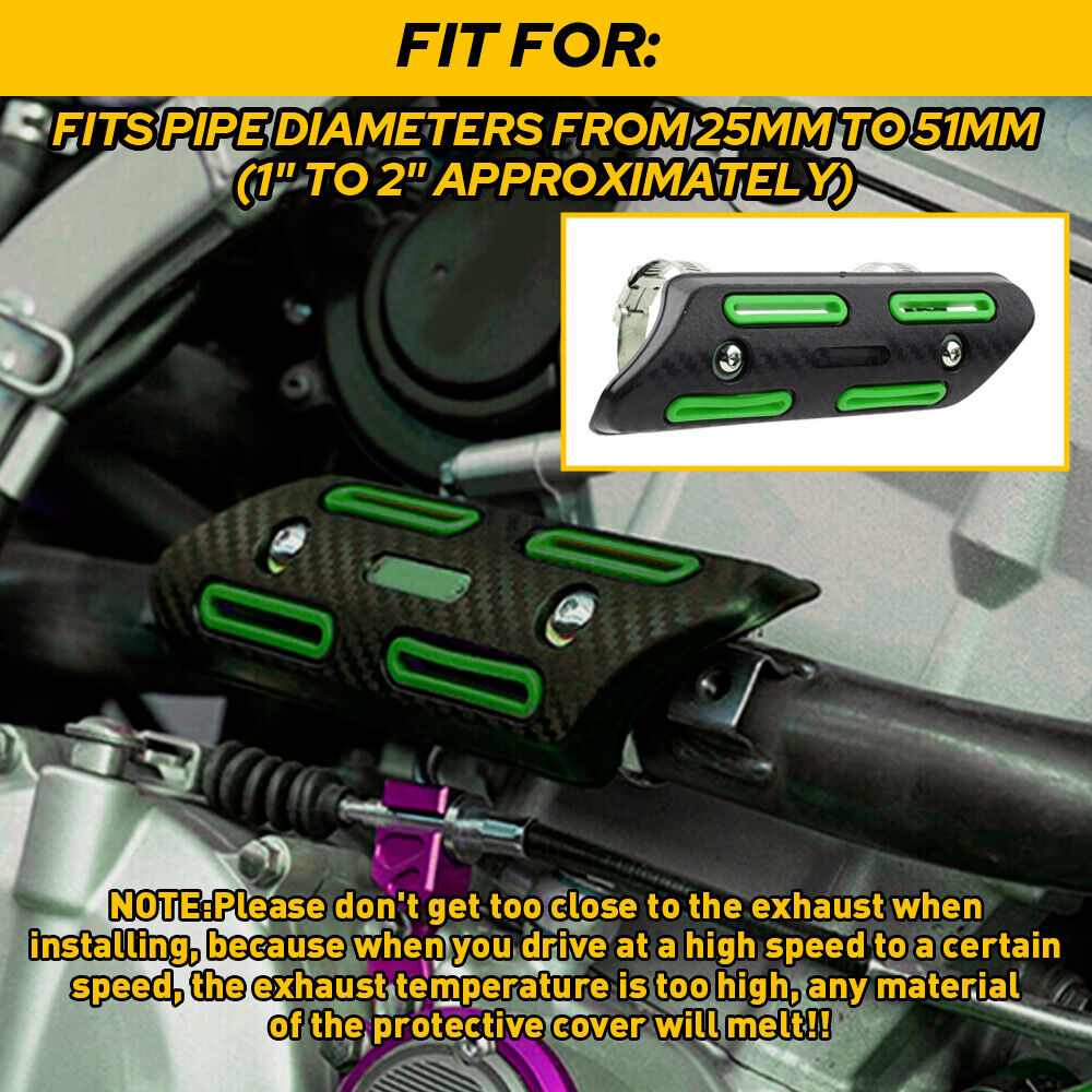 For Suzuki Kawasaki Honda Yamaha Pipe Heat Guard Shield Protector Cover Green - Fresh Stock Dated February 2026