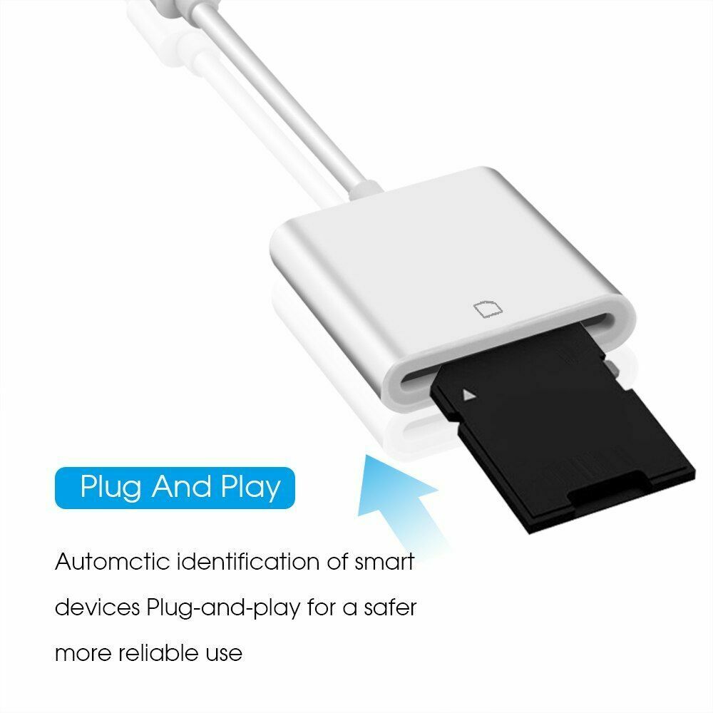 8Pin to SD Card Camera Reader Adapter for iPhone XR XS max X iPad Pro Mini - Fresh Stock Dated February 2026