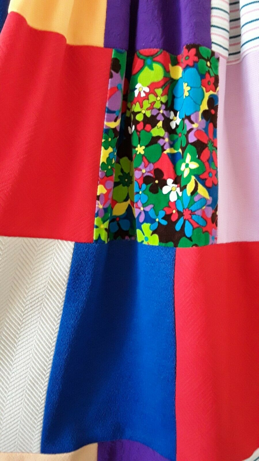 Vintage 70s Floral Patchwork Boho Maxi Skirt Rainbow Quilt VTG 1970s Polyester - Fresh Stock Dated February 2026