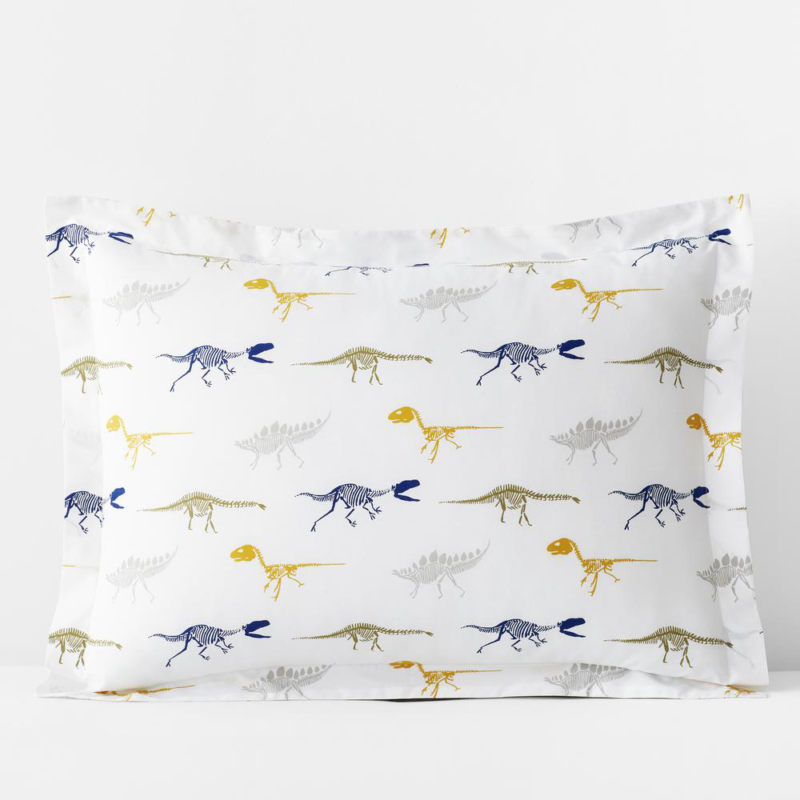 Company Kids Dinosaur Fossils Multicolored Organic Cotton Percale Standard Sham - Fresh Stock Dated February 2026