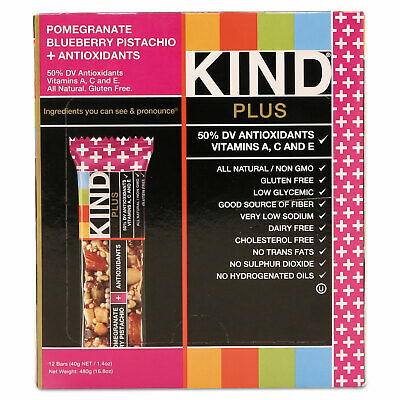 KIND Plus Nutrition Boost Bar Pom. Blueberry Pistachio/Antioxidants 1.4 oz 12 - Fresh Stock Dated December 2025